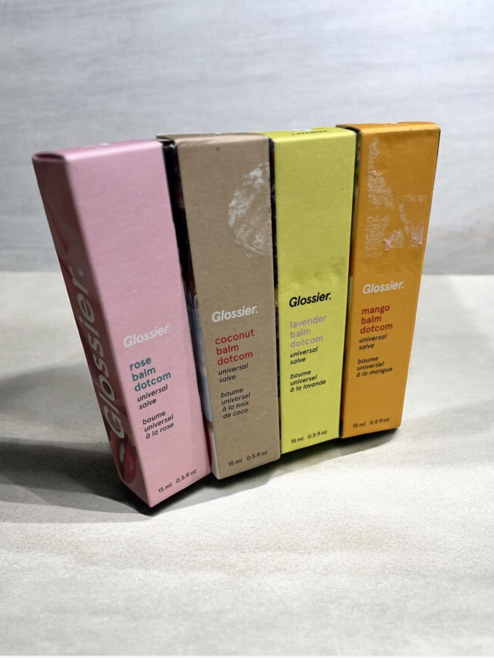 Glossier Balm Dotcom Set — Rose,coconut, Lavender and Mango